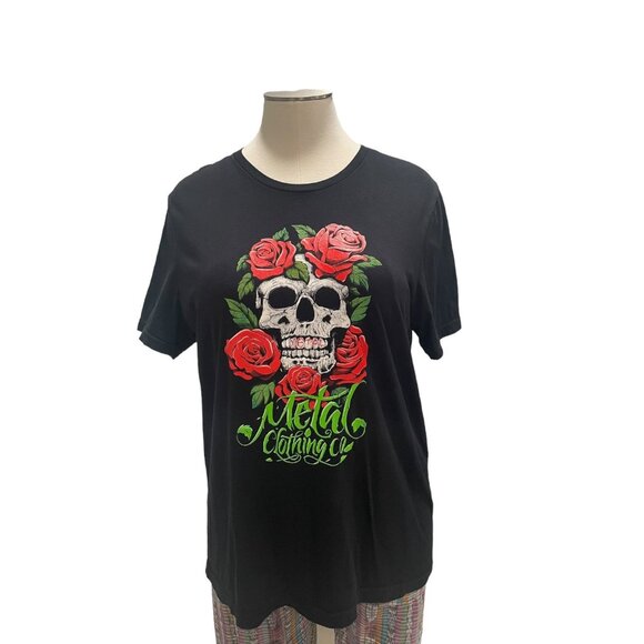 Metal Clothing Co Skull & Rose Graphic T XXL Festival Skater Goth Rock Concert - Picture 7 of 8